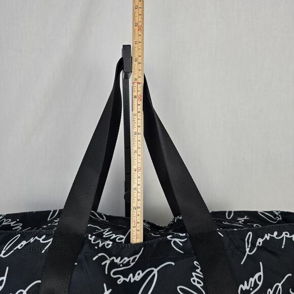 Pink Victoria's Secret Tote Black with White Love Pink Print - Picture 16 of 16